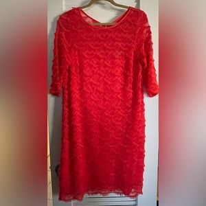 Red Cocktail dress with scalloped fringe detail
